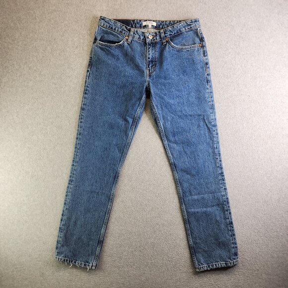 Re/Done Jeans Womens 28 Blue Mere 70s Low Rise Straight Heavy Denim - Picture 1 of 15